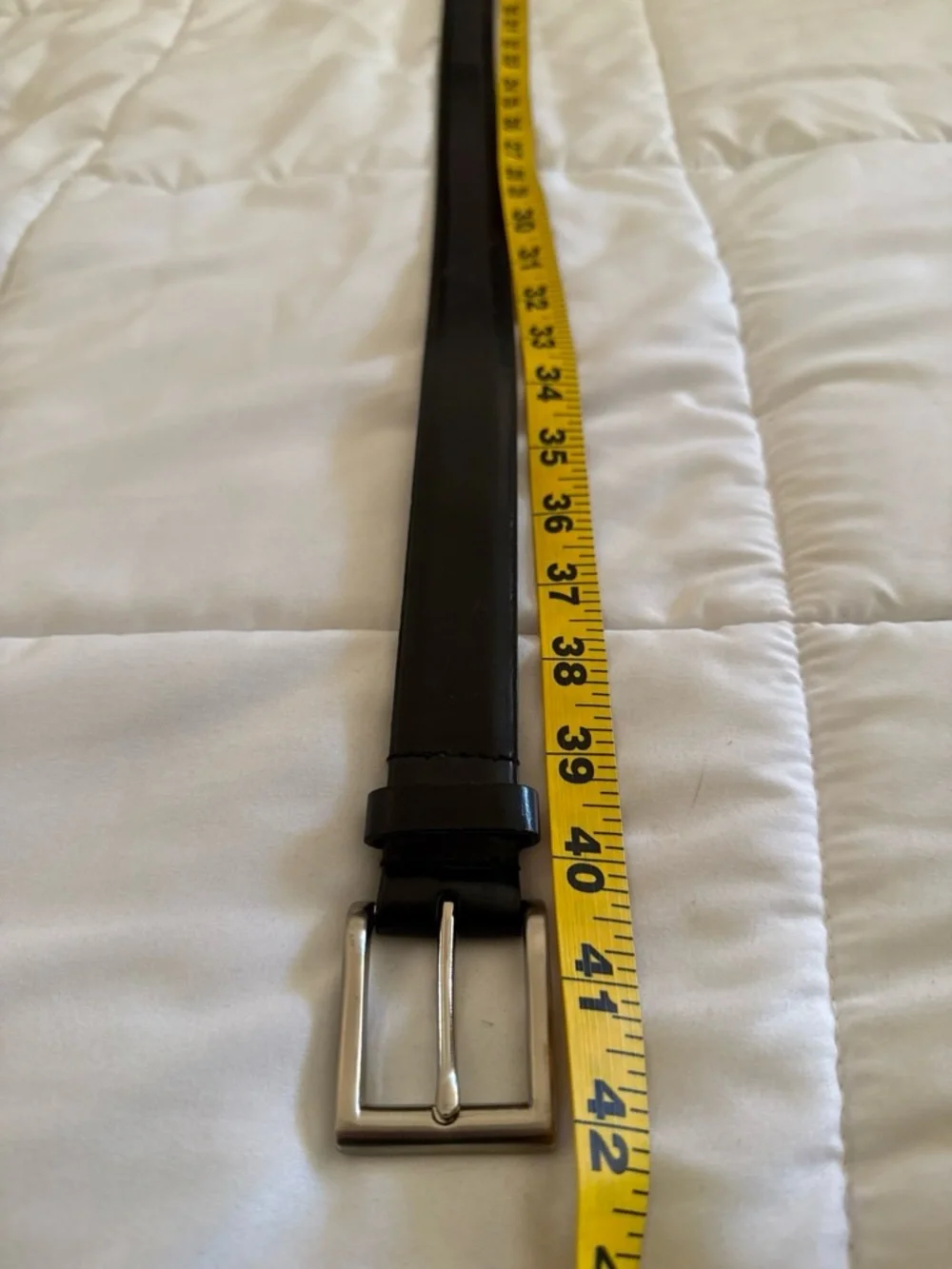 Men's Genuine Leather Belt Size 36 Silver Buckle Business Casual Timeless